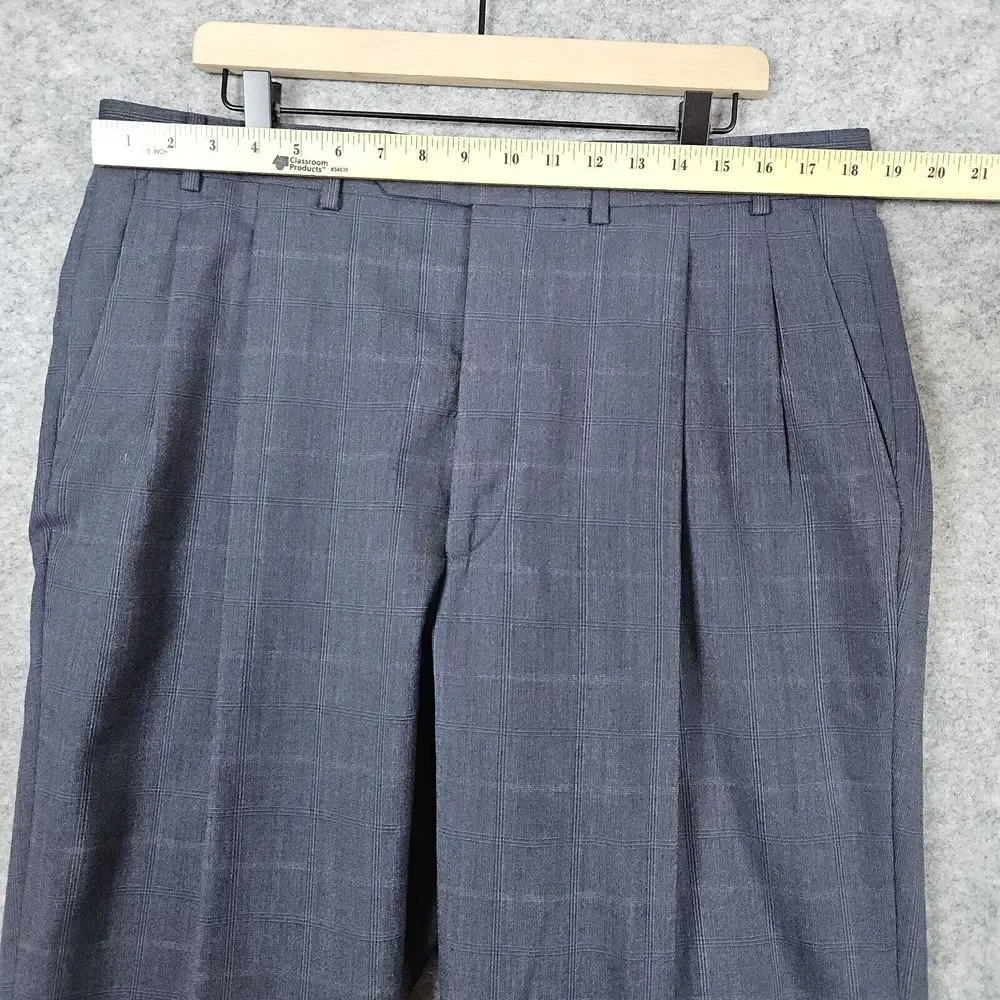 Stafford Executive 2-Pc Suit Blazer 44L Pants 37x31.5‎ Gray Windowpane SNAGS